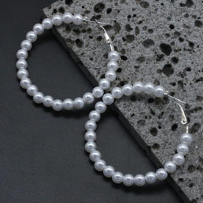 Charming Faux Pearl Hoop Earrings Stylish Dazzling Jewelry for Parties Chic Design Ideal Holiday Birthday Gift for Women