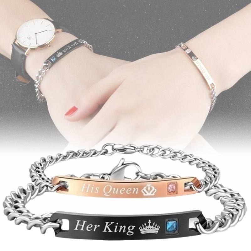Elegant Alloy Geometric Couple Bracelets Fashionable Valentine's Day Gift