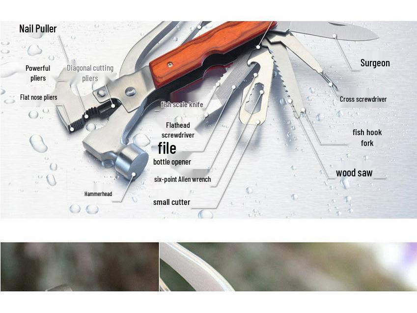 Portable Multifunctional Camping Axe Hammer – Emergency Outdoor and Car Tool with Tapered Claw