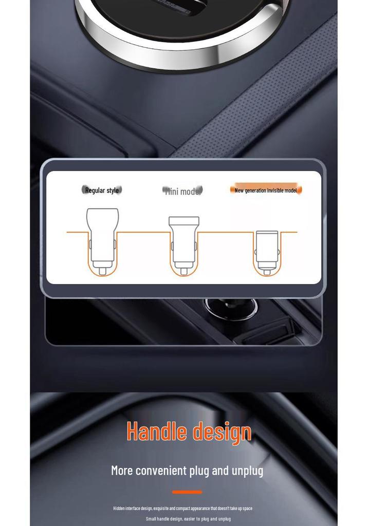 Pull-Ring Dual USB Fast Car Charger with Hidden 200W Flash Charge & Multi-Function Cigarette Lighter