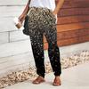 Women Glitter Printing Pants Lace Up Elastic Waist Loose  Trousers Casual Long Pants Trousers with Pockets