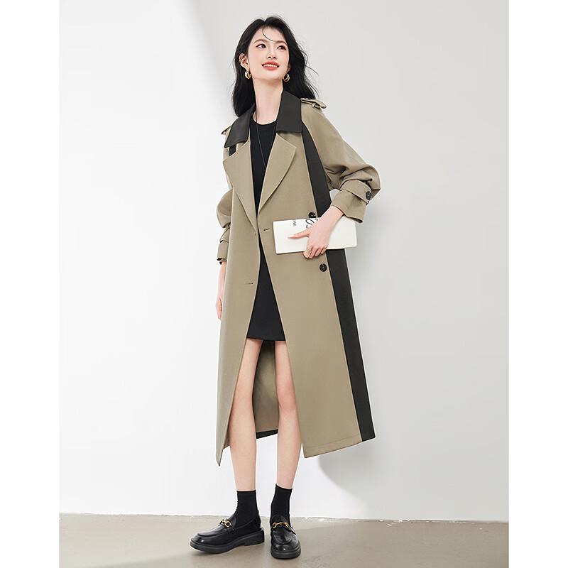 Women's Designer Color-block Trench Coat