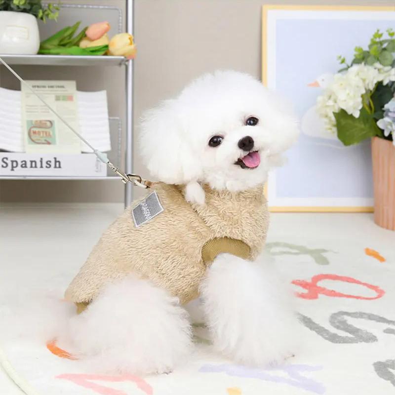 Hundjacka i mjuk korallfleece med D-Ring Hundkläder för små hundar Valpkläder Chihuahua Yorkshire Kläder Djurtillbehör