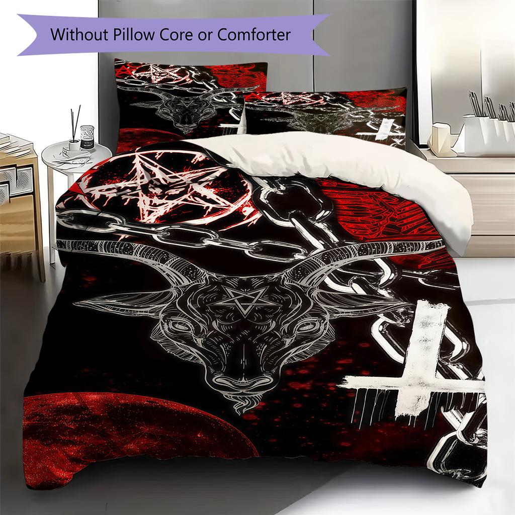 Satan Symbol Pattern Bedding,Quilt Set Quilt Cover Pillowcase Home Birthday Gift (1 * duvet cover + 2 * pillowcase, without core)