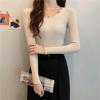 Damen V-Ausschnitt Pullover Slim Pullover Eng Langärmlig Einfarbig Einheitsgröße Strickware Frühling Herbst Pendeln