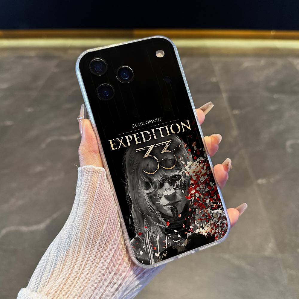Clair O-Obscur E-Expedition 33 Phone Case For iPhone 17,16,15,14,13,12,11 Pro,Max,Plus,X,XS,XR,SE4,E Mini Transparent Soft Cover