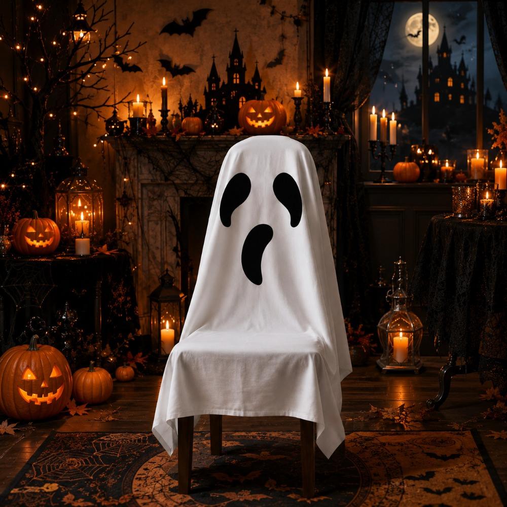 Pumpkin Halloween Dinner Chair Seat Cover Skull Pattern Festival Table Decor Home Decoration