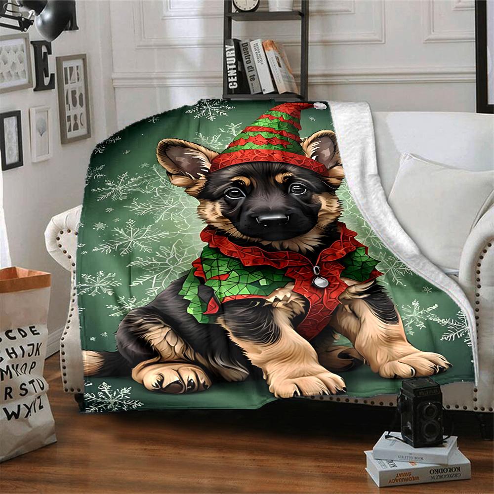 1pc Christmas Winter dog Blanket Lightweight Flannel Blanket Throw Blanket For Sofa, Bed, Travel, Camping, Livingroom, Couch, Chair, And Bed yy2509026