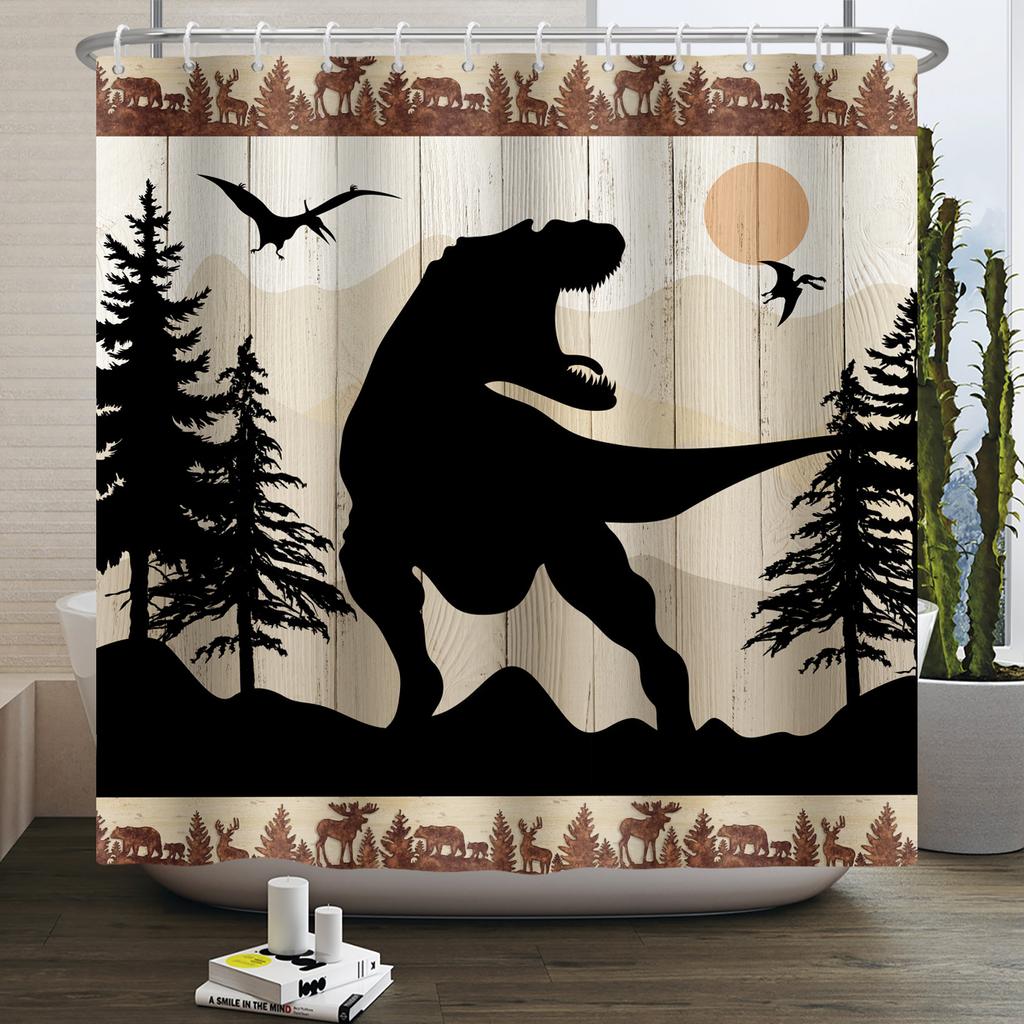Funny Dinosaur Shower Curtain for Bathroom Cute Animal Cool Dinosaur Children Bathroom Curtain Waterproof Bath Curtain Decor