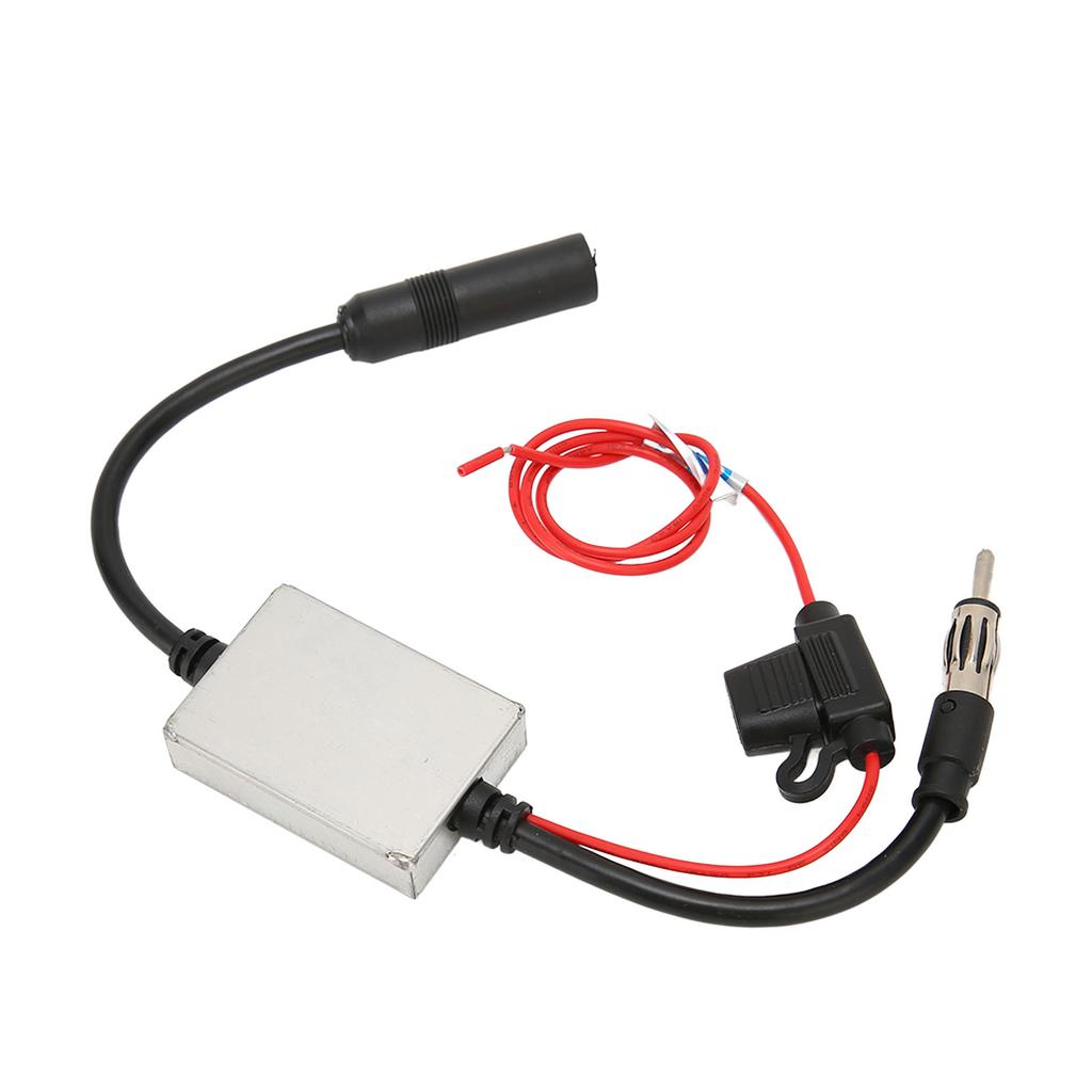 Car Stereo FM Radio Antenna Signal Stabilizer with 12V Power DIN Plug Connector for Marine RV Truck