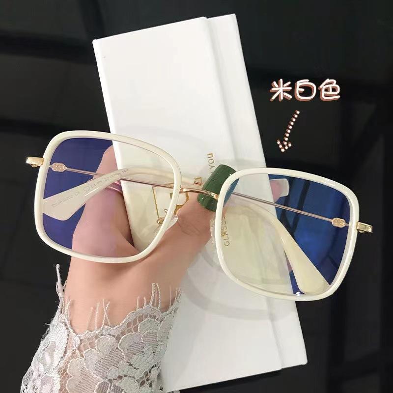 Large Square Frame Woman Glasses Ins Girl Fashion Transparent Reading Glass High-definition Anti-blue Light Computer Eyeglass
