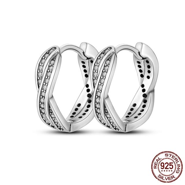 Silver Hoop Earrings 925 Silver Asymmetrical Heart Hoop Earrings For Women Fashion Silver Earring Jewelry Gift