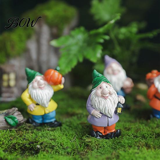 Whimsical Outdoor Garden Decor Mini Gnomes Figurine, Resin Welcome Gnome Statue, Small Handcrafted Ornament Dwarf for Fairy Garden, Flower Pot,