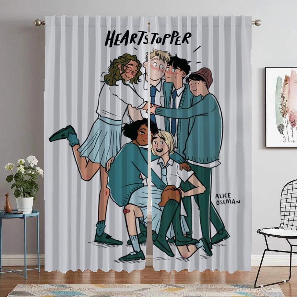 Heartstopper Kitchen Curtains for Living Room Curtain Shades Partition Tulle for Bedroom Halloween Decoration Curtains 2 Pieces