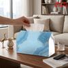 1pc Blue Marble Tissue Box Suitable for Kitchen, Living Room, Bathroom - Reusable Compact Tissue Dispenser with Marble Pattern, Modern Napkin Holder F