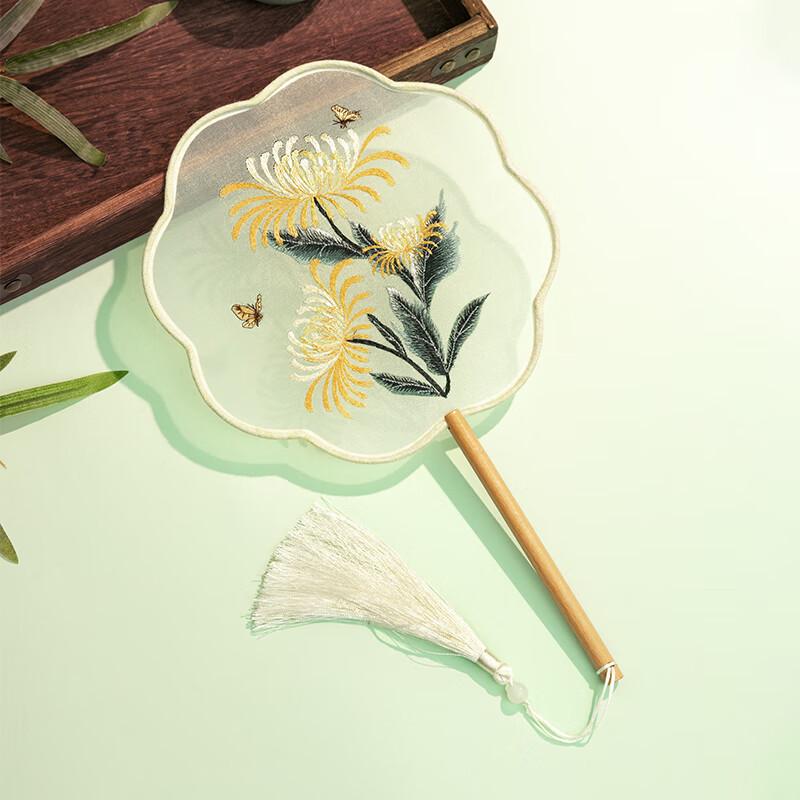 

Веер с вышивкой, ручной шелковый веер, винтажный веер в китайском стиле, домашний декор Style D