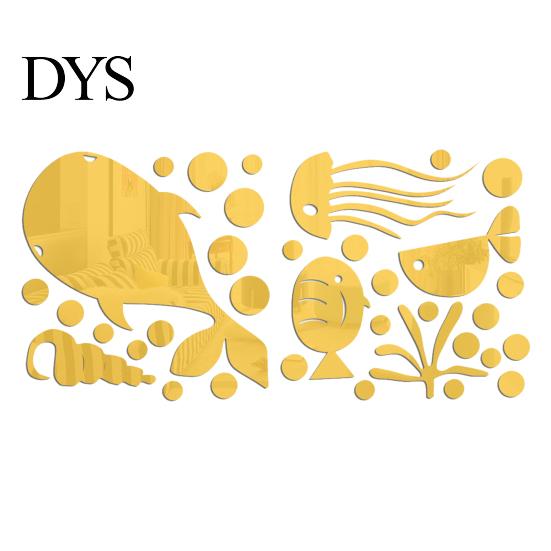 Children Bedroom Wall Decor Accessories 1 Set Marine Life Decals, Acrylic Mirror Fish Conch Stickers, Modern Texture Stickers Waterproof Self-Adhesive
