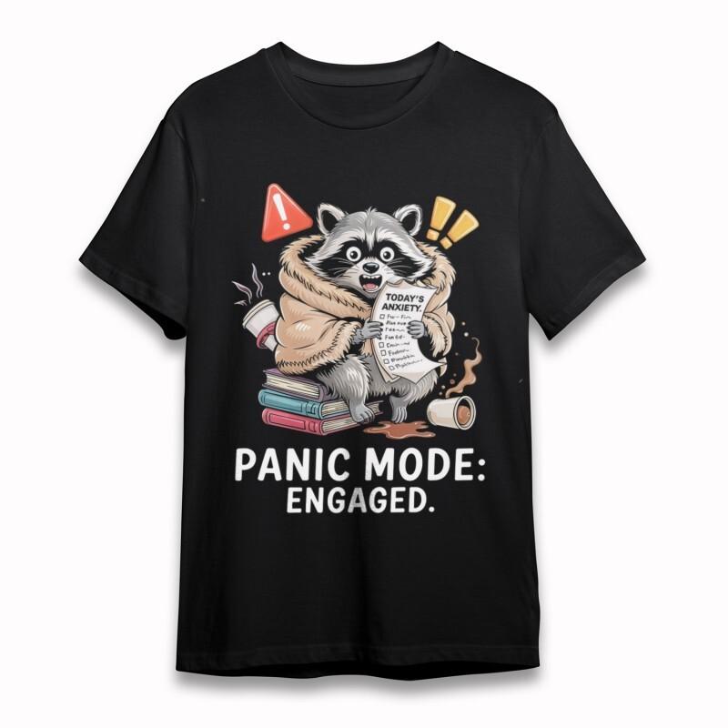

Women s Trend Classic T-Shirt Panic Mode Engaged Raccoon Graphic Oversize Tee 2XL