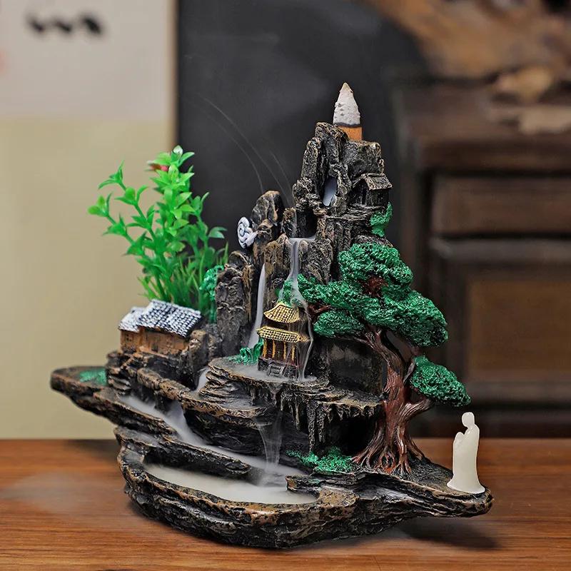 Hjemmeinnredning Stor harpiks Helling Røkelsesbrenner Zen Innendørs Ornament Røkelsesbrenner Stue Dekorasjon Røkelse Foss
