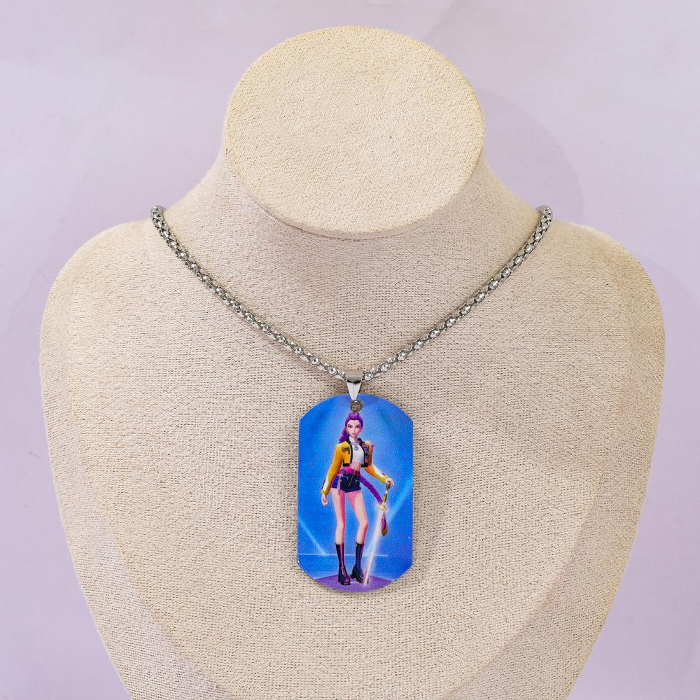 1pc KPop Demon Hunters Rumi Mira Zoey Blue Tiger Stainless Steel Pendant Necklace Unisex Fashion Chain Jewelry Fans Gift