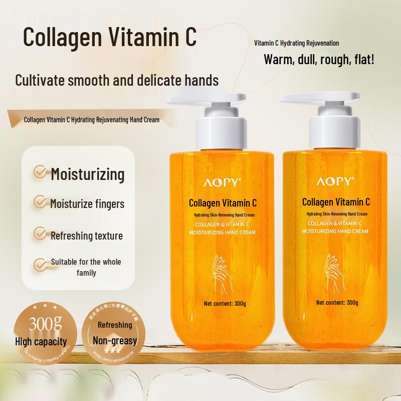 AOPY Collagen VC Hand Cream - Hydrating, Moisturizing, Nourishing for Soft, Tender Skin, Large Capacity.