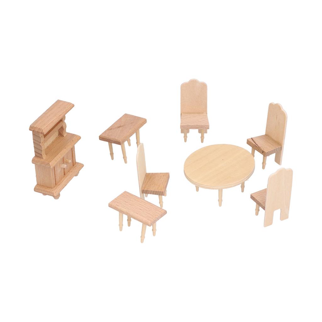 Dollhouse Miniature Dining Table Chair Set 1:12 Scale Dollhouse Accessories for Living Room Dining Room BedroomDining