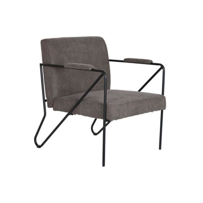 Fauteuil - LANA DECO - DKD Home Decor - Gris - Métal - Polyester - 1 place