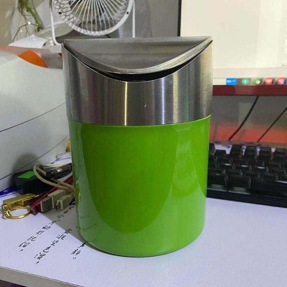 Stainless Steel Mini Flip Trash Can Dust-proof Creative Storage Bin  Home Decoration