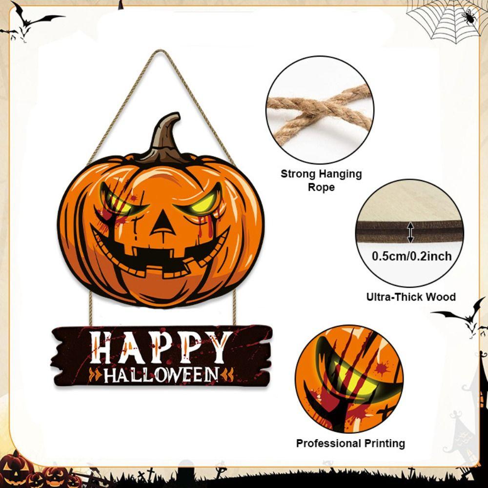 Funny Halloween Pumpkin Door Sign Creative Door Hanging Pendant Pumpkin Hanger Wreath  Atmosphere
