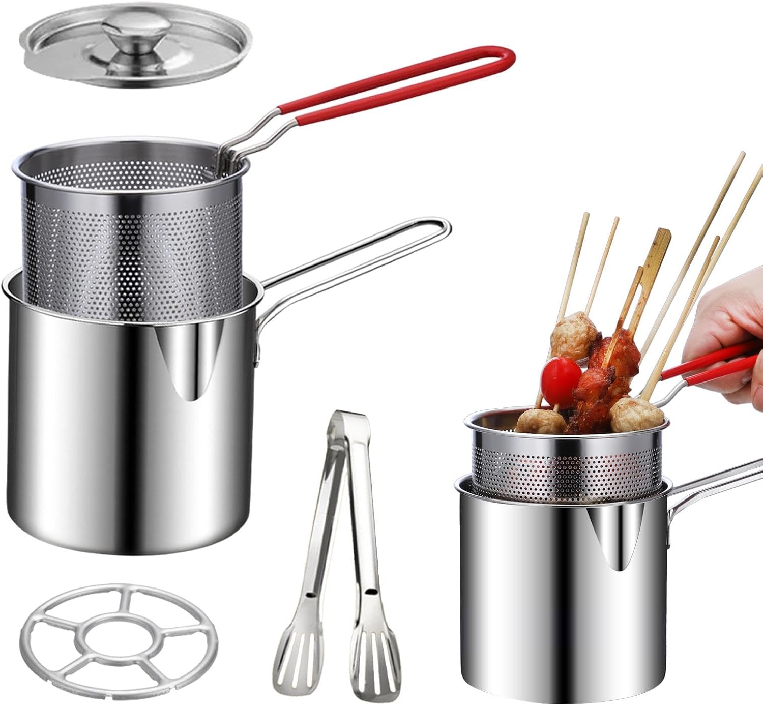 

,Mini Stainless Steel Fryer Deep Fryer Basket with Easy Grip Handle for French Fries, Fried Taro Balls, Fried United States