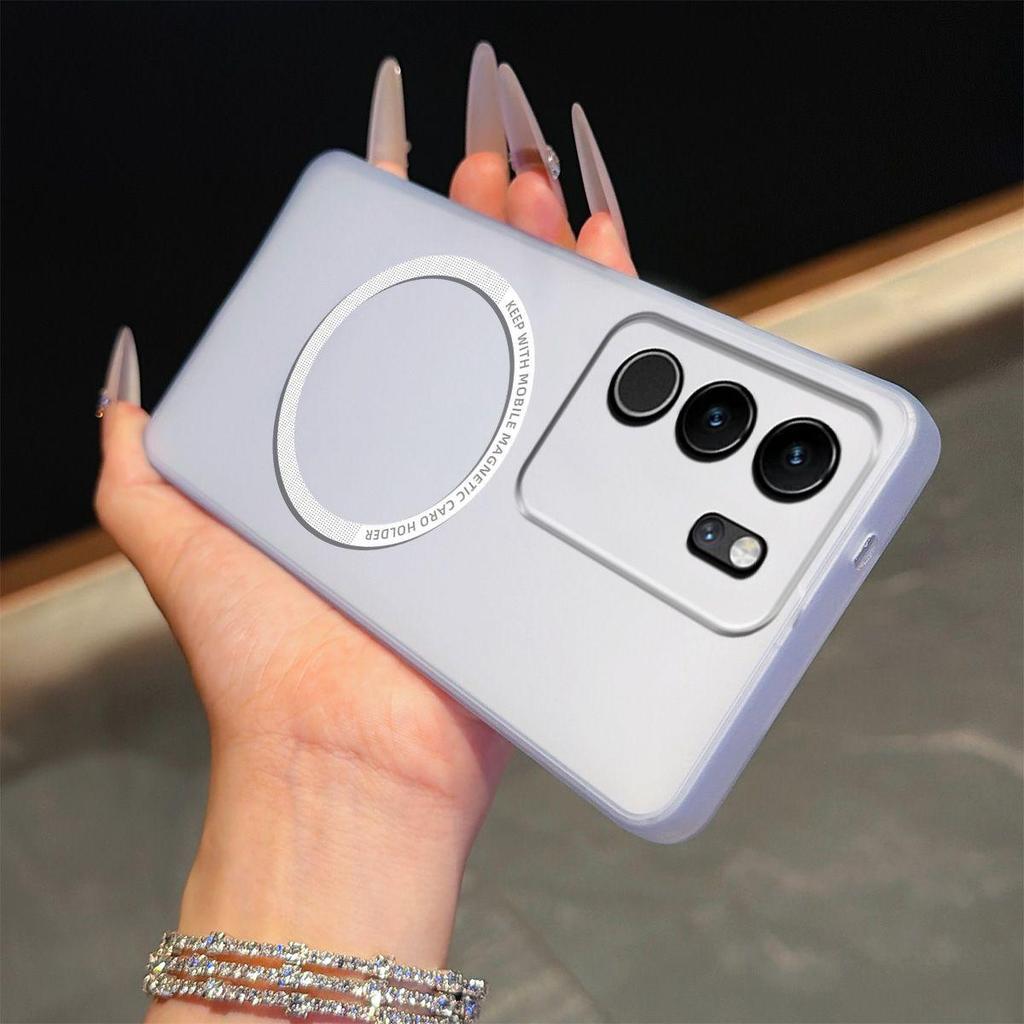 Magnetic Semi‑Transparent Matte Phone Case for Vivo V29 Pro,V29 5G Soft TPU Shockproof Cover
