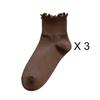 3 Pairs/Lot Cute Socks For Women New Japanese Style Breathable Girls Short Socks Kawaii Solid Socks Frilly Ruffle Socks Casual
