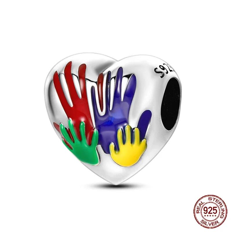 New Copper Romantic Heart Series Charms Beads Fit Original Bracelet Diy Mother'S Day Jewelry Gifts