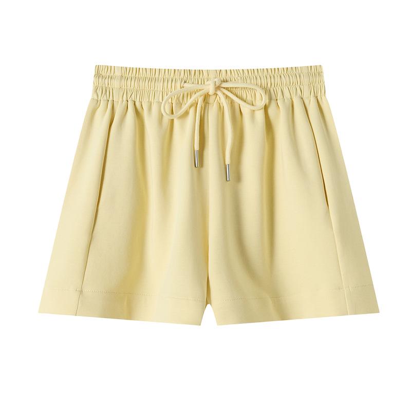 2026 Women's Breathable Cotton Summer Sports Shorts with Drawstring; Loose Fit, Slimming, Pocket Design, Wide Leg Casual Outerwear.
