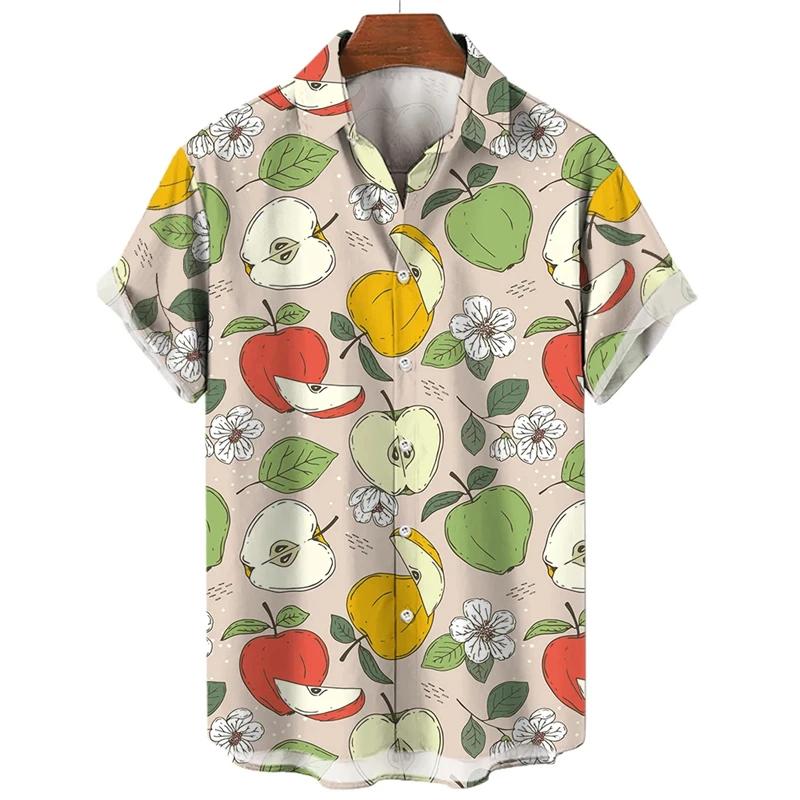 Fruit Banana Cherries 3D Printed Graphic Shirts For Men Clothes Fashion Hawaiian Lapel Blouse Casual Streetwear Top