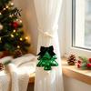 Festive Christmas Tree Ornaments Sequined Curtain Tieback, Sparkling Holder with Bedroom Window Treatment Hardware Bow, Decorative Drapery Holdback