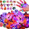 20/50pc Halloween LED Light Up Rings Toys Pumpkin Ghost Spider Glow Finger Rings for Kids Trick Party Supplies Party Gift
