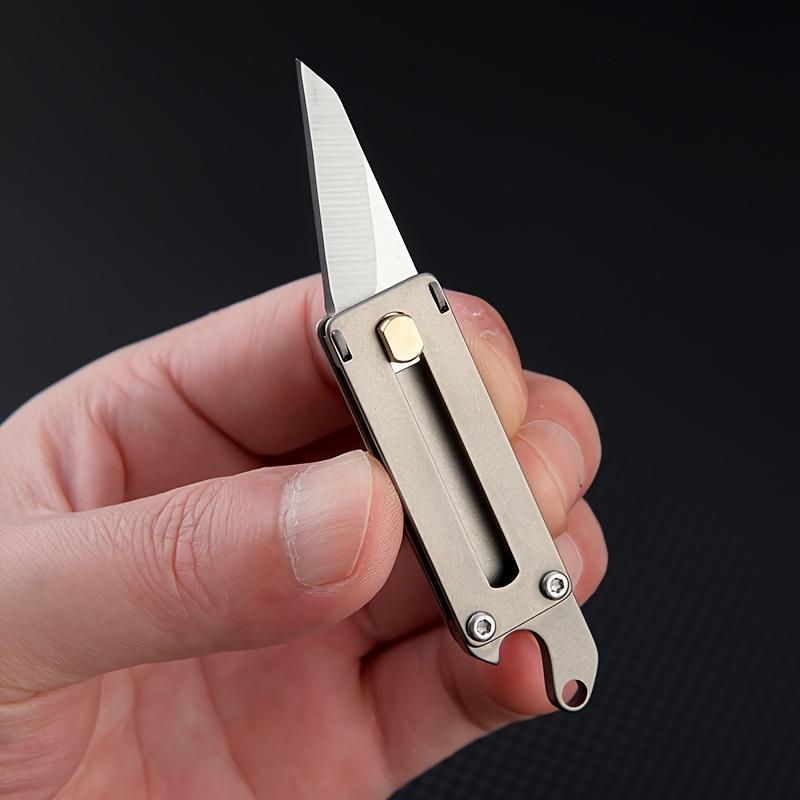 Titanium Alloy Mini Utility Knife with Bottle Opener , Keychain , Lightweight Compact Design, Ergonomic Grip for Precision Cutting