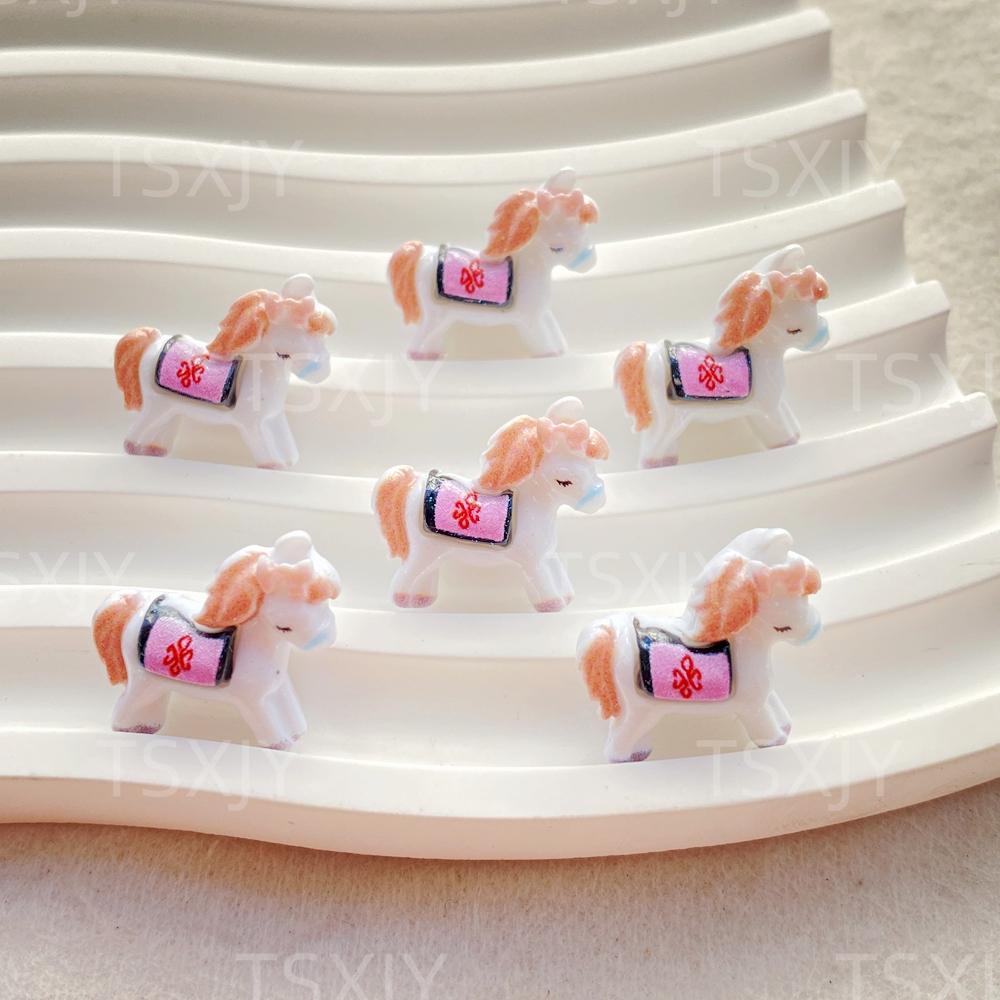 

20pcs Mix Mini colored cartoon unicorn horse Nail Art Flatback Stone Figurines Scrapbook Charm DIY Jewelry Decor Crafts