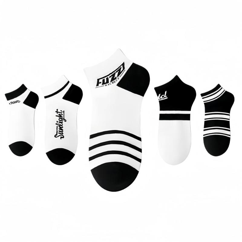 5 Pairs of Men's Summer Thin Pure Cotton Youth Sports Deodorant Socks