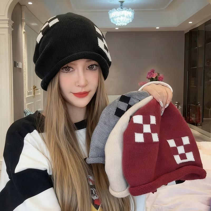 Fashion Keep Warm Drawstring Knitted Hat Warm Pullover Cap Cold Proof Ear Protection Hat Autumn Winter Cold Weather