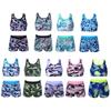 Kids Girls 2Pcs Tankini Swimsuits Printed Tank Top Vest and Shorts Swimwear Bathing Suits
