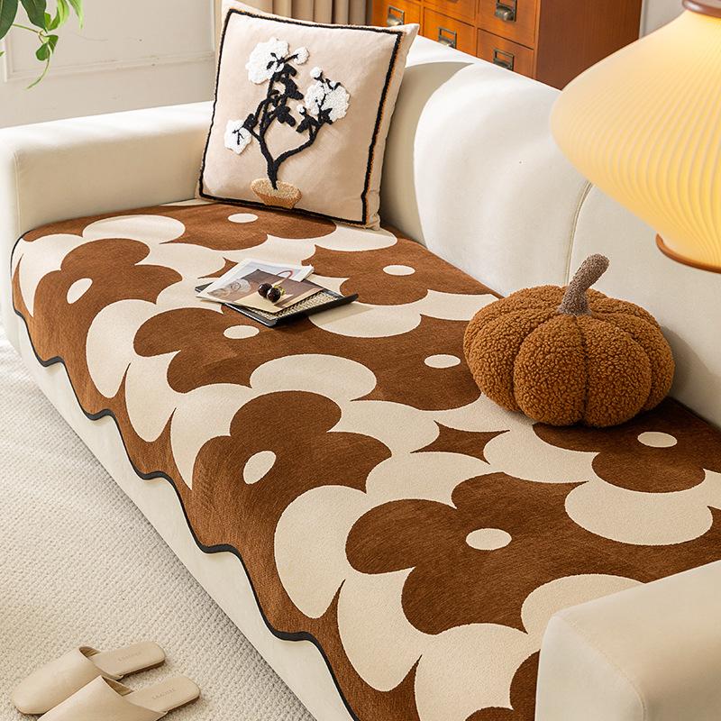 

Modern Style Chenille Thickened Winter Sofa Cushions Straight Line One-piece Irregular Four-season Universal Seat Cushions 90*70cm