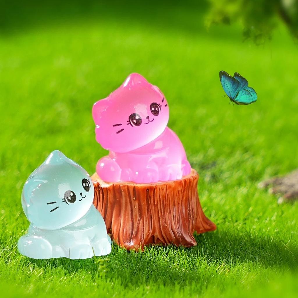 6Pcs Miniature Noctilucent Cute Kitten Vivid Cat Micro Landscape Ornaments For Decorations Decoration Room Table Accessories