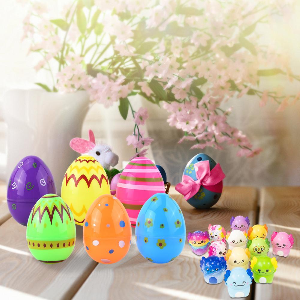 12/24pc Colorful Easter Eggs Filled Surprise Egg with Stress Relief Toys Easter Basket Stuffers for Easter Hunts Party Favors
