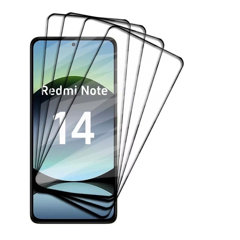 

4 шт. 9H Загартоване скло для XiaoMi Redmi Note 14 5G Повне покриття Захисне скло для RedMi Note 14 4G Note 14S 4G Захист скла Redmi Note 14S чорний