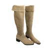 2025 Autumn and Winter New Square Head Thick Heel Simple Versatile Zipper High Boots