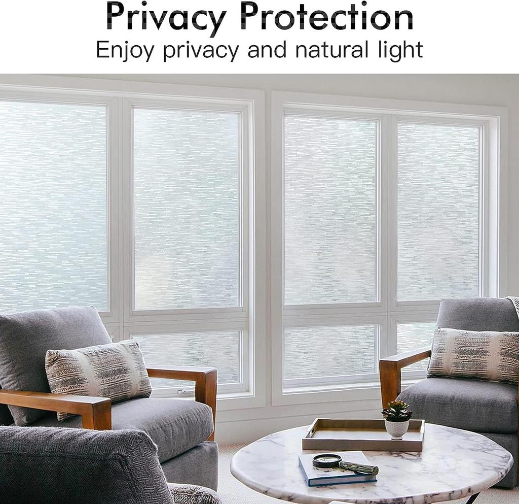 Window Privacy Film Frosted Glass Window Film Static Cling UV Blocking Removable Window Clings Opaque Window Stickers for Home