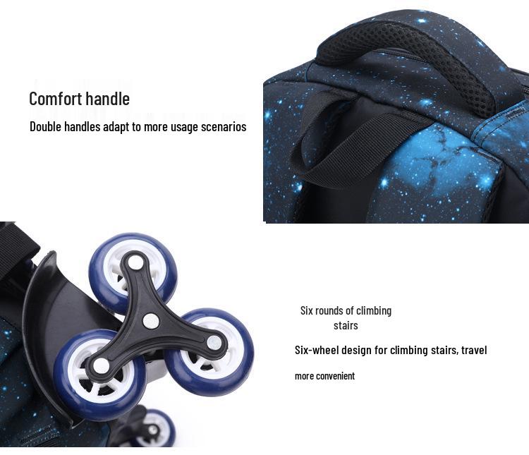 Lightweight Trolley Backpack for 3-6 Grade Students – Stair-Climbing Design for Boys and Girls