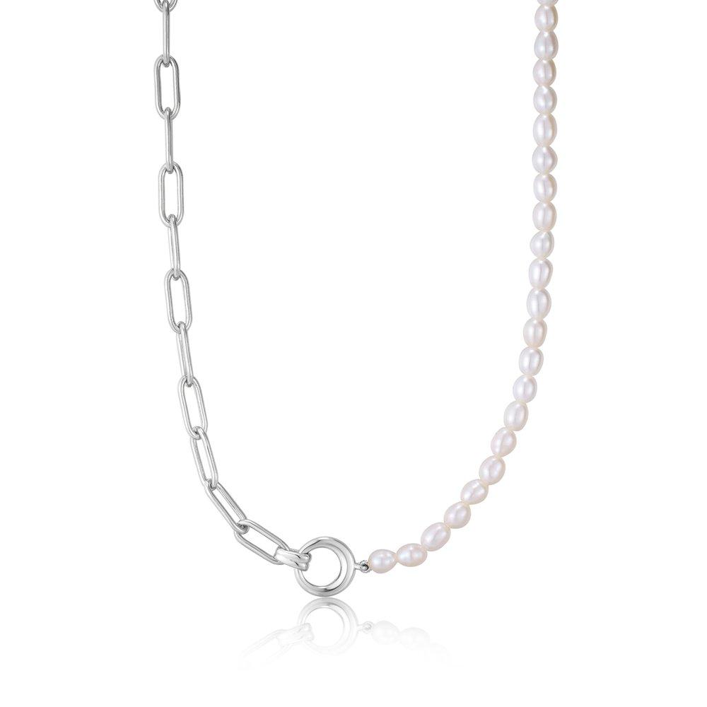 

Freshwater Pearl Chunky Link Chain 925 Silver Necklace n043-01H
